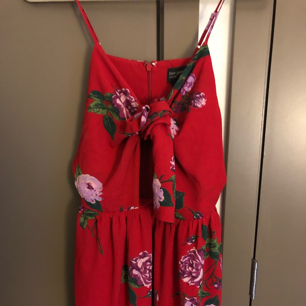 Red floral Free Press front tie dress